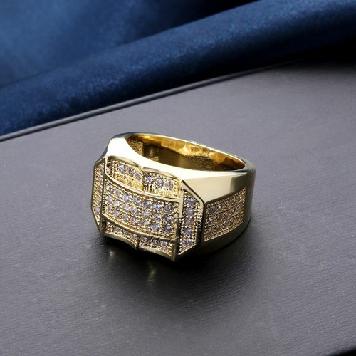 le luxe les bijoux bande or argenté des cristaux les hommes ring pierre
