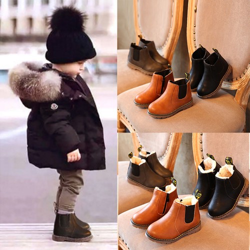 Warm Baby Kid Boys Girls Fur Snow Martin Boots Toddler Waterproof Shoes New