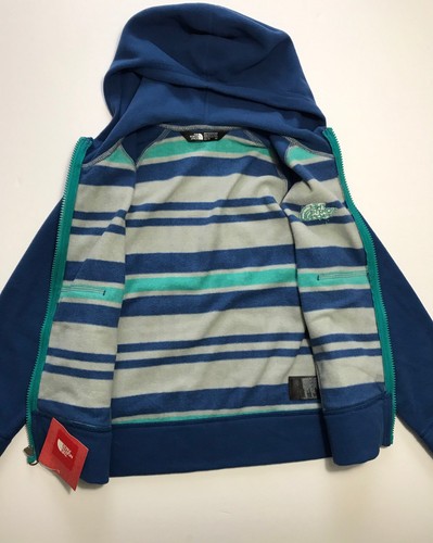 The North Face Boys Glacier Full Zip Fleece Hoodie Jacket Blue Grey XS M L X