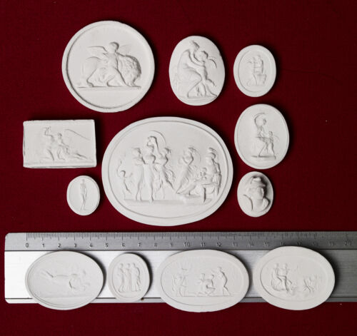15 BIG Grand Tour Cameos plaster intaglio Gems Medallions seals Impronte #3