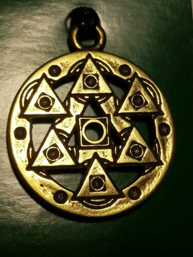 Brass CHARM Talisman Amulet Pendant Symbol Квадратура круга Pythagorean sign 