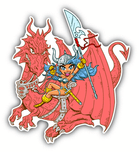 Girl Dragon Rider Mythical Car Bumper Sticker Decal 5/" x 5/"