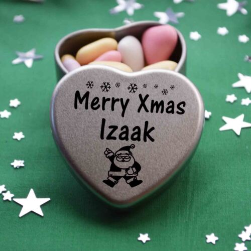 Merry Xmas Izaak Mini Heart Tin Gift Present Happy Christmas Stocking Filler