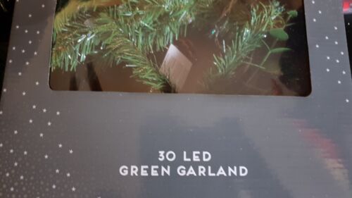 30 LED GREEN GARLAND CHRISTMAS DECORATION BNIB