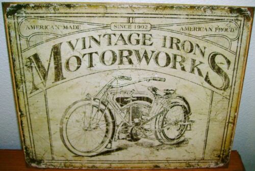 Vintage Replica Tin Metal Sign Motorworks 1902 indian hd motorcycle engine 1842 