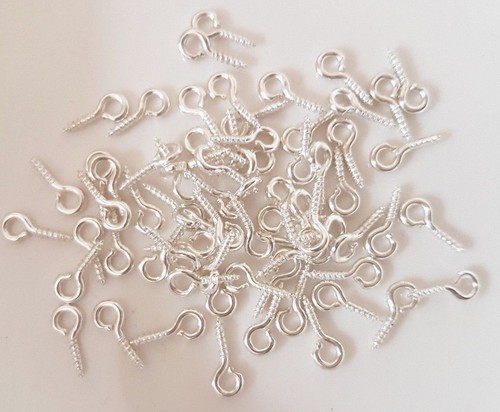 TINY SILVER COLOUR SCREW IN PINCH BAILS APPROX 50,JEWELLERY MAKING f4 UPEYE