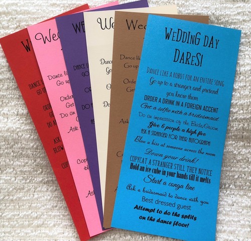 x12 Wedding Day Dares Game Cards Activity Pack Table Decoration