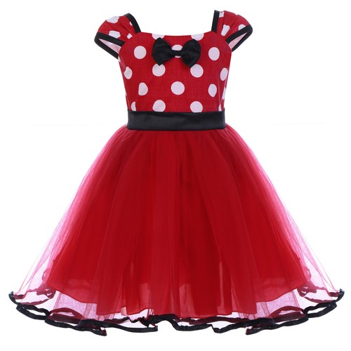 Minnie Mickey Mouse Kinder Baby Mädchen Kleid Gepunktet Tüllkleid Party Kostüm