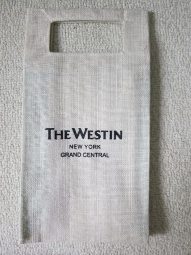 The Westin New York Grand Central Wine 2 Bottle Beige Burlap Bag NEW 