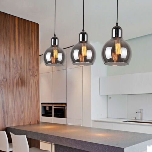 Glass Lamp Kitchen Pendant Light Grey Chandelier Lighting Modern Ceiling Lights