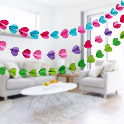 Hanging Paper 3D Heart Garland Birthday Party Wedding Ceiling Banner Decor Nice