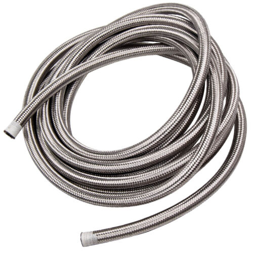 20FT Silvery AN8 Stainless Steel Braided Fuel Oil Gas Line Hose -8AN
