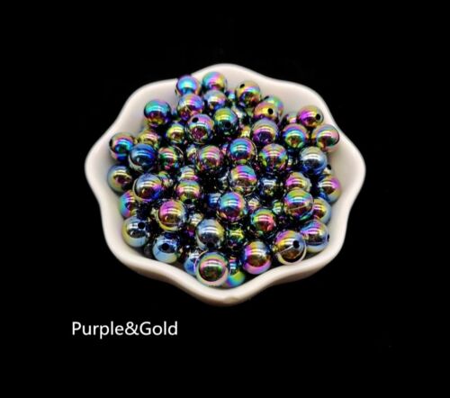 200Pcs//lot AB Color Round Acrylic Bead Loose Spacer Beads Jewelry Making Brace