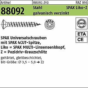 1000 SPAX Linsensenkkopfschrauben verzinkt 3,5x30 /25 Z 