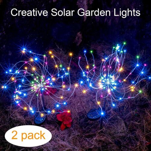 2-Pack Outdoor Solar Garden Decorative Lights DIY Flowers Fireworks Tree Walkway 