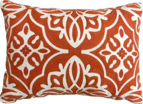 Threshold Decorative Scroll Embroidered Medallion Toss Pillow Coral Orange 14x20