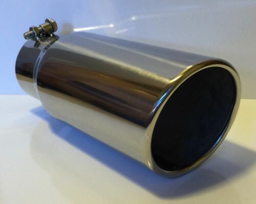 POLISHED STAINLESS 3.5/"IN 4.5/"OUT 12/" LONG DIESEL EXHAUST TIP BOLT ON