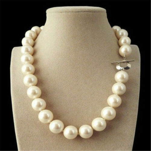 Huge 14mm White South Sea Shell Pearl Round Beads Necklace 18&#039;&#039; Gift Flawless