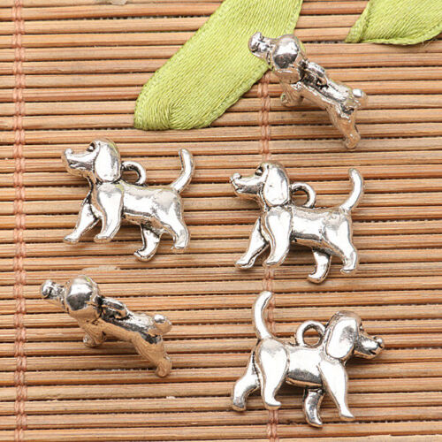 10Pcs  tibetan silver tone cute dog  design charms H1059
