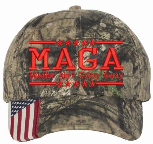 Mueller Ain/'t Going Away MAGA DonaldTrump Embroidered Adjustable Cap w// Options