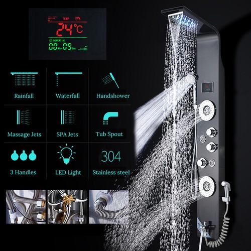 Duschpaneel LED Duschset Rostfreier Stahl Duschsäule Regendusche Massagedüsen