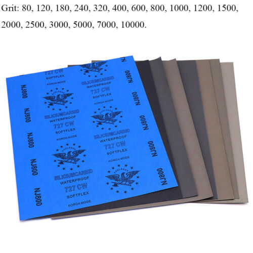 9'' x 11'' Wet Dry Sandpaper Sanding Paper Sheets 80-10000 Grit Auto Metal Wood 