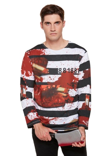 Men Printed Bloody T Shirts Gun Shot Slash Zombie Halloween Boys Top Fancy Dress