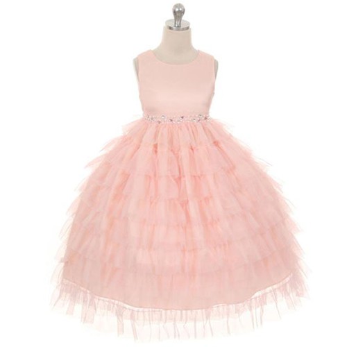PEACH Flower Girl Dress Graduation Bridesmaid Formal Recital Gown Dance Wedding