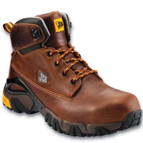 JCB 4x4 Mens S3 Waterproof Steel Toe Cap Safety Work Shoes Brown Boots Size 6-13