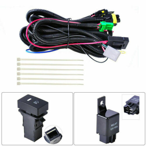 Fog Light Wiring Harness Sockets Wire Indicators Switch Kit H11 LED Light Relay 