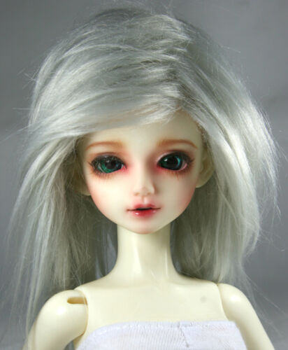BJD Doll 1/4 7-8 Wig Short Afro Hair Fabric Fur Wig for Boy Girl Grey 