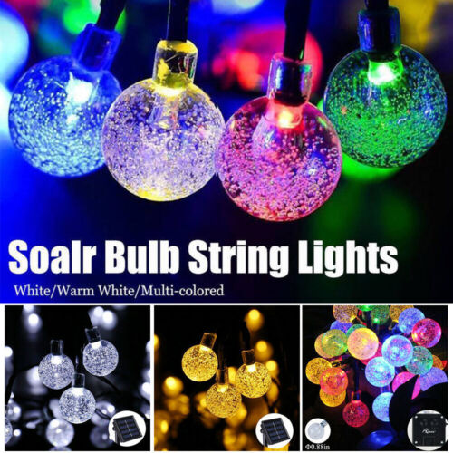 Outdoor Solar Power Garden Lights 20 30 50LED Retro Bulb Ball Fairy String Light 