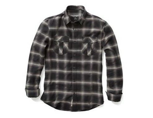 GENUINE TRIUMPH MOTORCYCLES TARKER SHIRT LONG SLEEVE CHECK SHIRT BLACK GREY