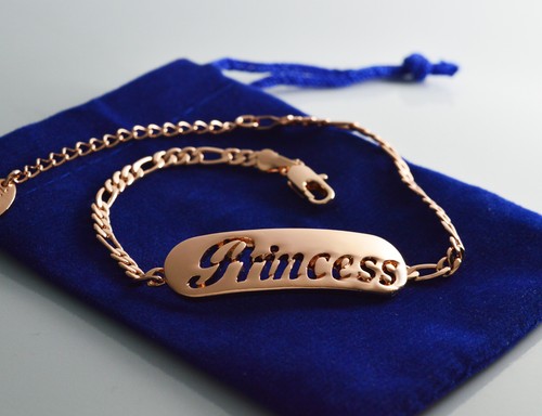 18K Rose Gold Plated Jewelry Personalized Gift For Her PRINCESS Name Bracelet