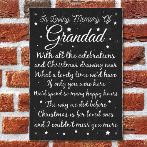 Dad Grandad In Memory Plaque Christmas Xmas Memorial Wall Plaque Gifts For Him 