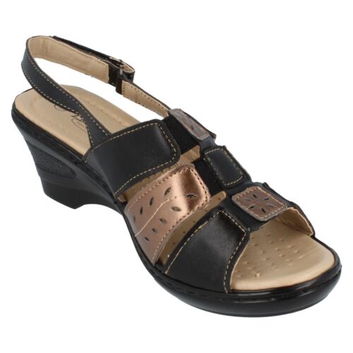 Eaze F3108 Ladies Black//Bronze Slingback Casual Sandals