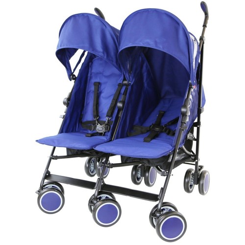 Blue Zeta Double Twin Stroller Pram Pushchair Buggy Complete Rain Cover Footmuff