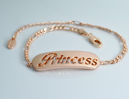 18K Rose Gold Plated Jewelry Personalized Gift For Her PRINCESS Name Bracelet