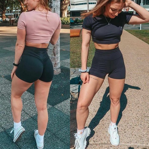 Women High Waist Yoga Shorts Ruched Push Up Sports Hot Pants Casual Gym Workout