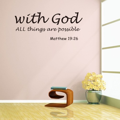 1PC DIY Bible Verse Non-toxic With God All Things are Possible Wall Stickers