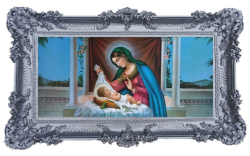 Heiligen Bild Maria und Geburt Jesus Votivbilder Sakralmalereien Repro 96x56 cm 