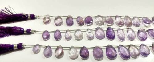 Natural African Amethyst Briolette Pear Shape 8mmx12mm to 10mmx16mm Strand 8Inch 