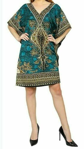 Hippy Boho Maxi Short Kaftan Dress Free Size Womens Caftan Top Tunic Dress Gown