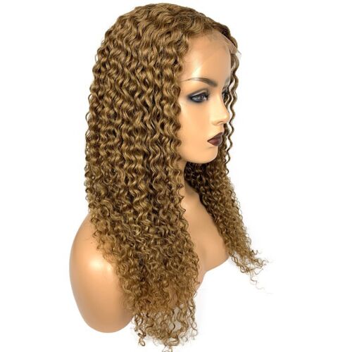 T-Part Lace Frontal Long Curly Women Brazilian #27 Blonde Human Hair Wigs