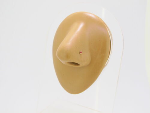 9ct Yellow Gold 1.75mm Dark Ruby swarvoski crystal Nose Stud Ring Pin  Bezel 