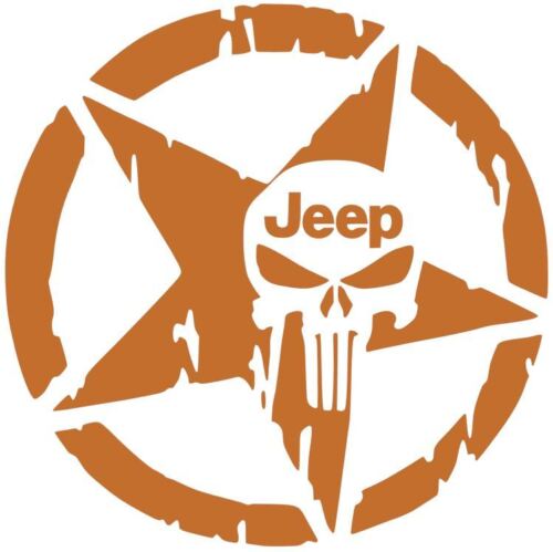 Star Jeep Punisher Skull Decal Vinyl Sticker Wrangler  Rubicon Willys 10 COLORS 