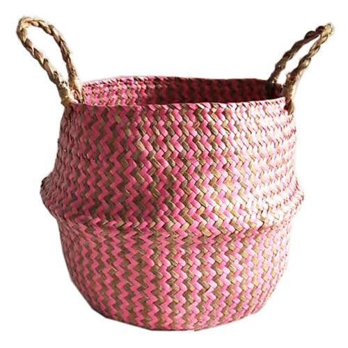 Flower Plants Seagrass Woven Storage Pot Bag Wicker Basket Straw Home Garden 