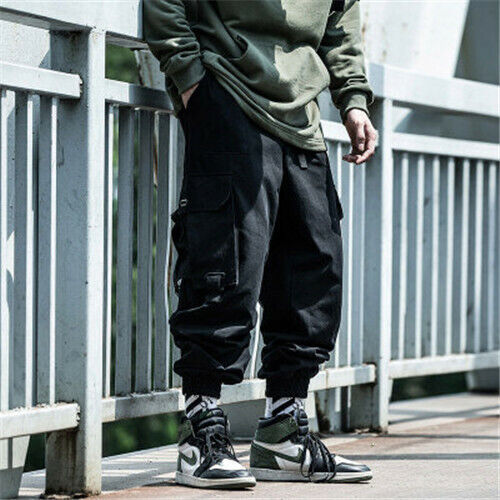 Fashion Men/'s Cargo Pants Hip Hop Multi-Pocket Harem Trousers Harajuku Loose