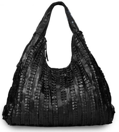 New Black Women Genuine Leather Sheepskin Tote Handbag Shoulder Bag S,M,L