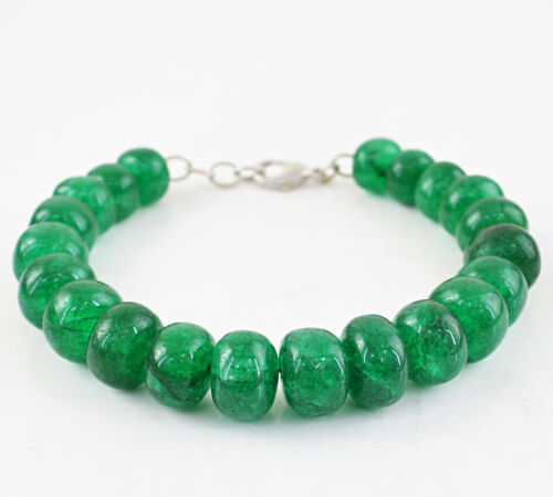 280.00 Cts Earth Mined Round Shape Green Emerald Genuine Beads Handmade Bracelet